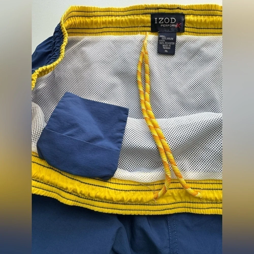 IZOD Men’s Blue and Yellow Swim Trunks Size XL